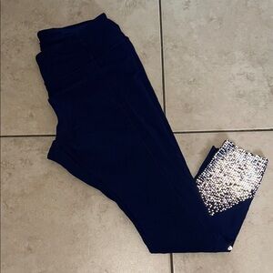 Lululemon Athletica Navy Leggings with Silver Detail